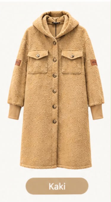 Chastar lange trenchcoat in Beige met capuchon, knopenrij en effen boordmanchetten, vooraanzicht