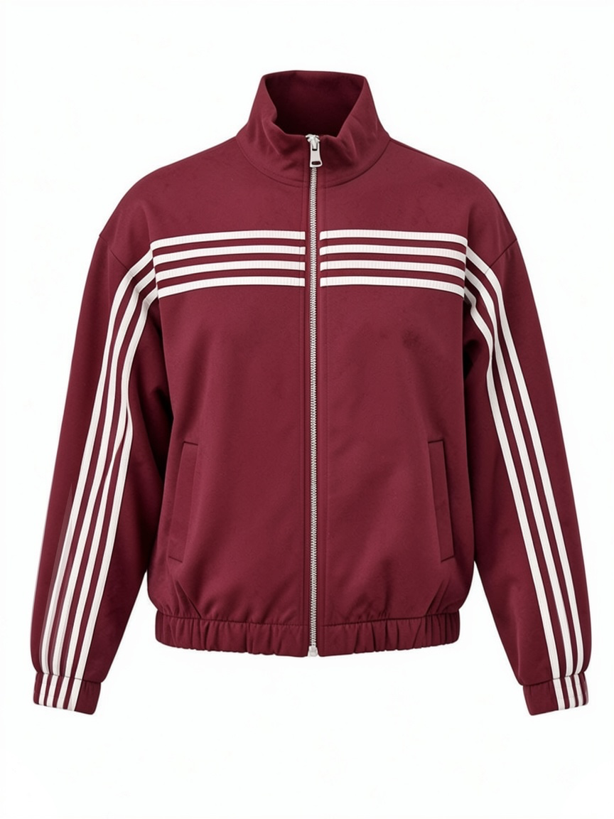 Chastar Jas Suede in Bordeaux met ritssluiting en contrasterende strepen