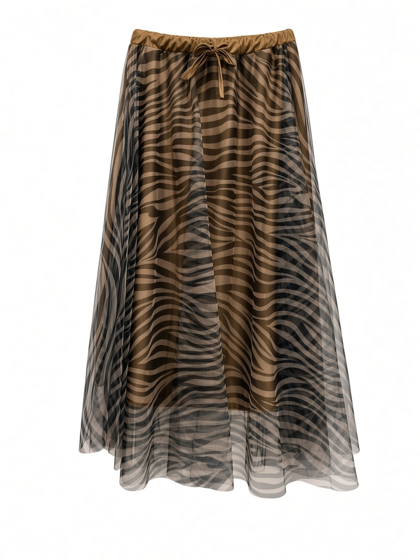 Chastar mesh rok 11306 camel met zebraprint